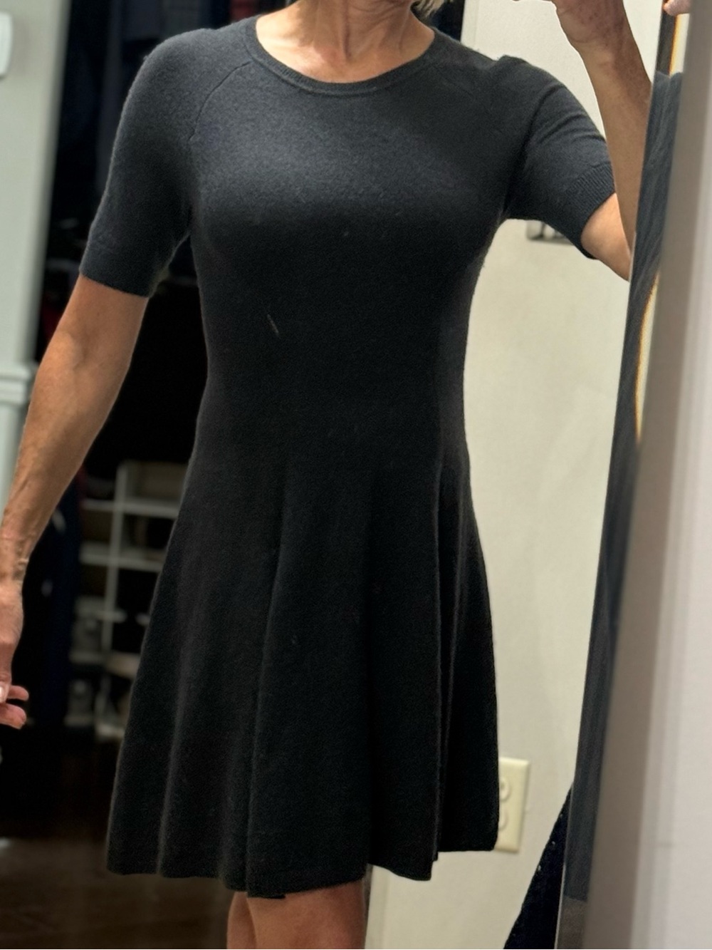 Aqua 100% Cashmere Gray Knit Sweater Skater Dress